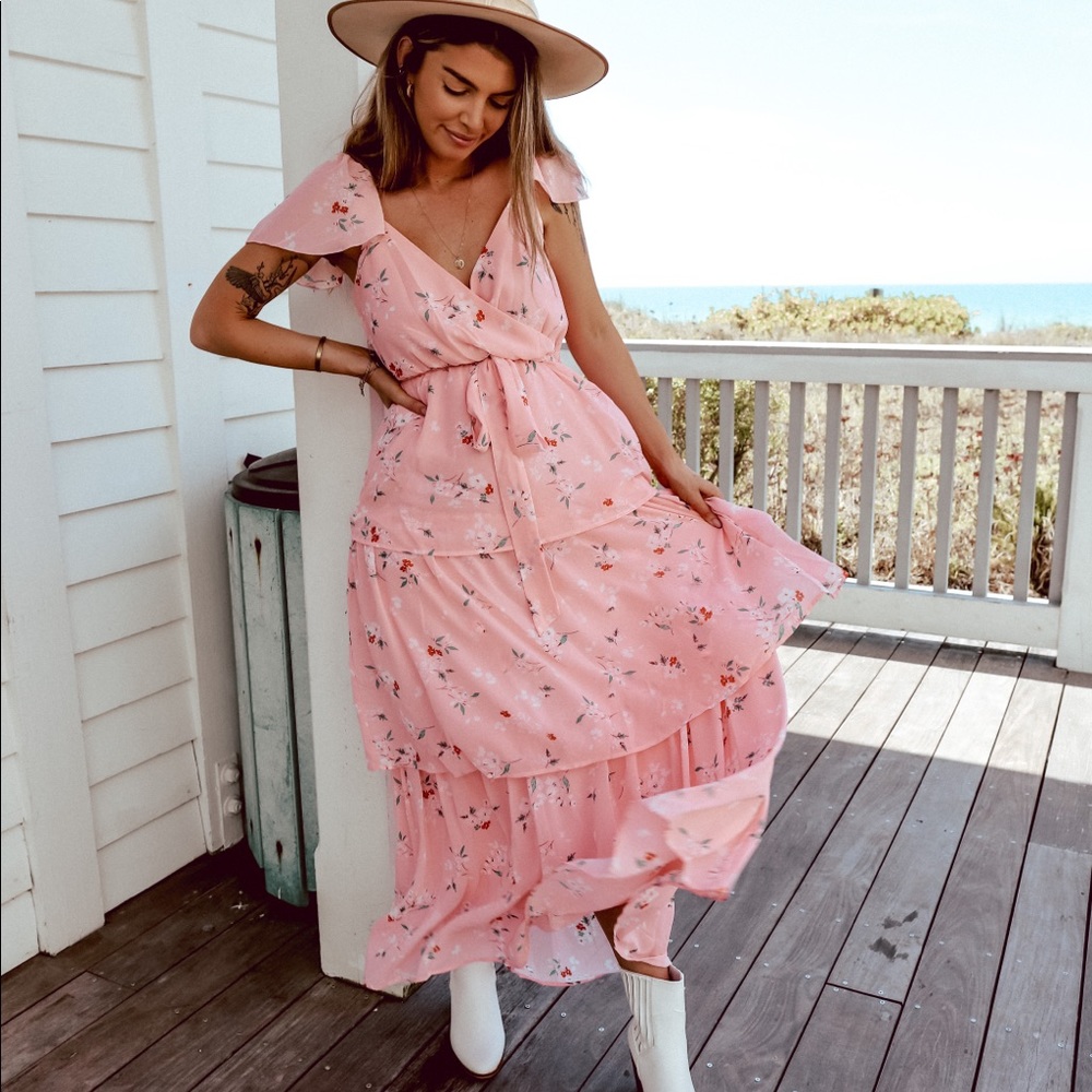 Pink Floral Maxi Dress